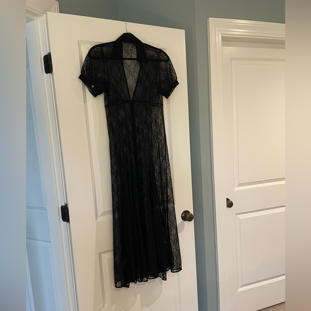 Urban Outfitters Connie Sheer Lace Dress with silver metal buttons - Picture 3 of 8